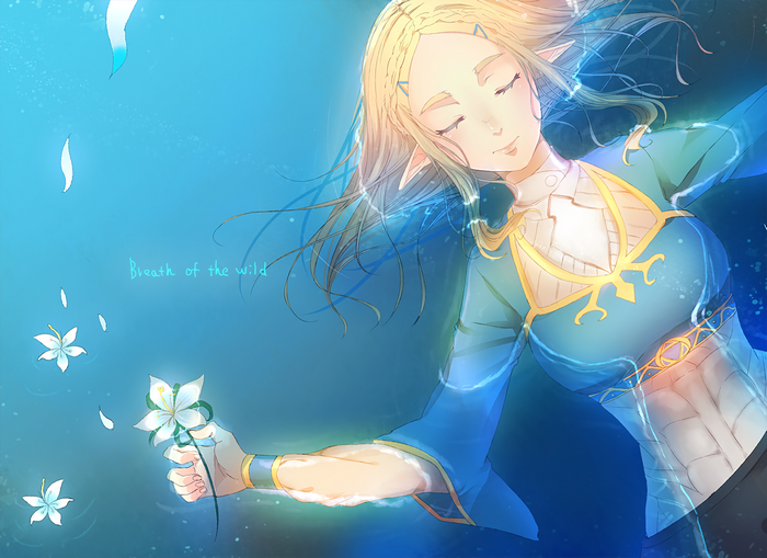 Princess Zelda from Breath of the Wild underwater