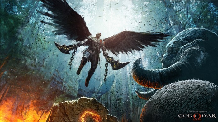 Kratos with wings from God of War