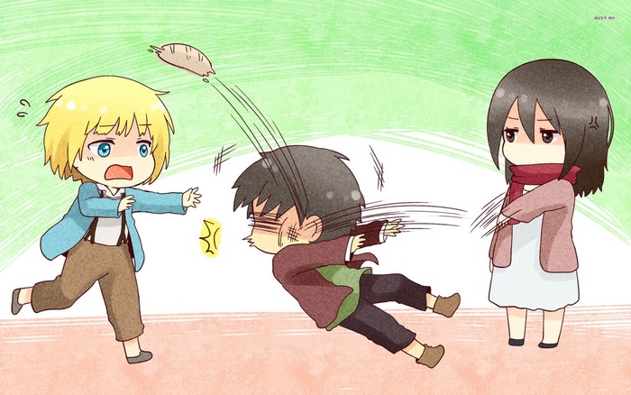 Armin Arlert, Eren Yeager, Mikasa Ackerman from Attack on Titan