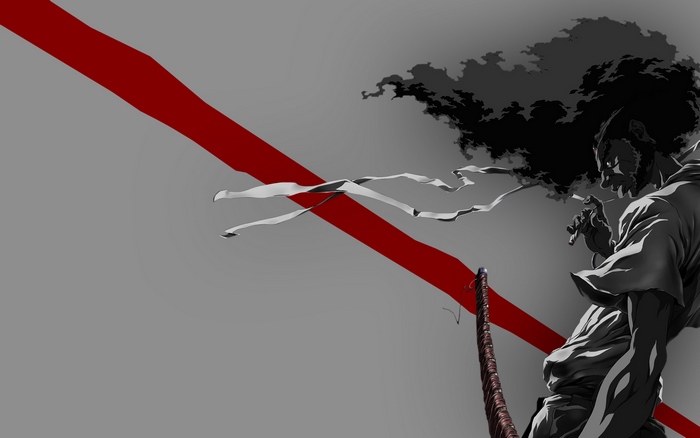 Afro Samurai with red stripe and sword