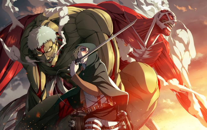 Annie Leonhart and Titans from Attack on Titan