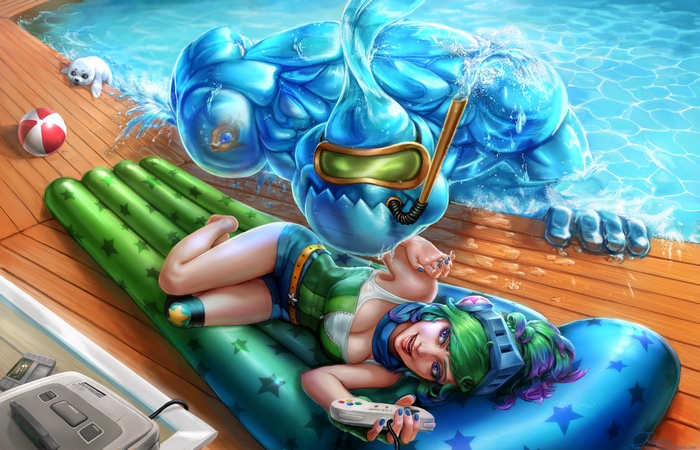 Riven from League of Legends by the pool