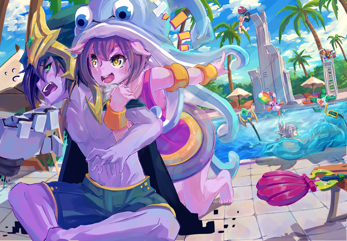 Pool Party Riven and friends at a resort