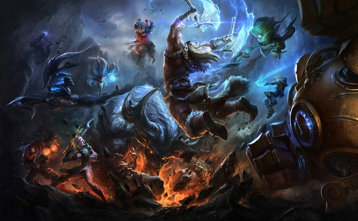 League of Legends characters in battle