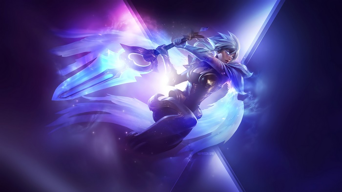 Riven from League of Legends with glowing sword
