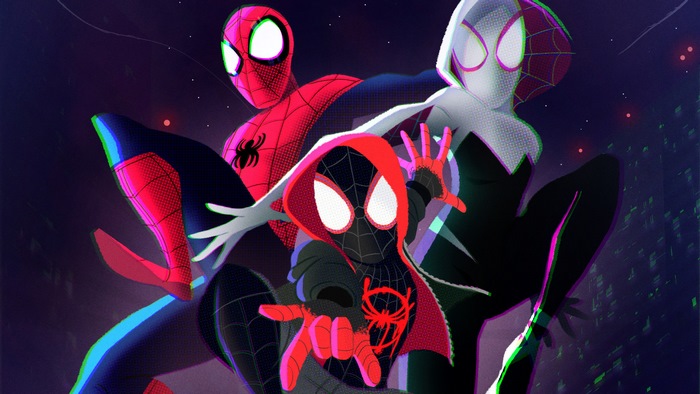 Miles Morales Swinging Through Nighttime City