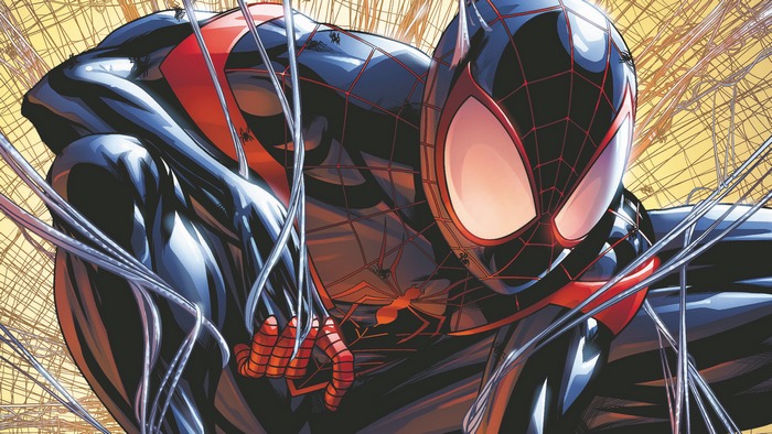 Miles Morales Spider-Man in Action with Webs