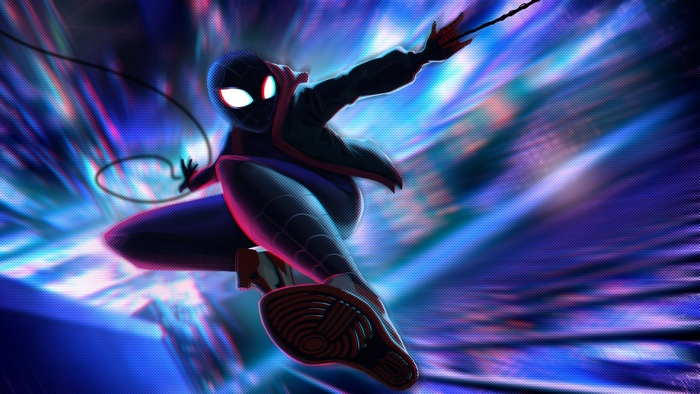 Miles Morales Swinging in Dynamic Action Pose
