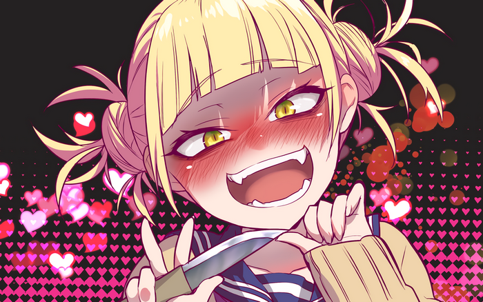 Himiko Toga with Playful Sinister Smile and Knife