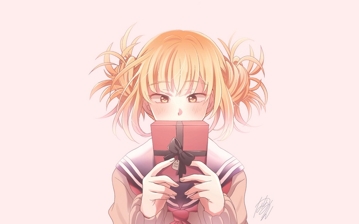 Himiko Toga from My Hero Academia holding a gift