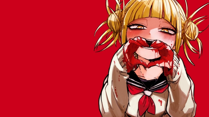 Himiko Toga Making Heart Gesture with Bloodied Hands