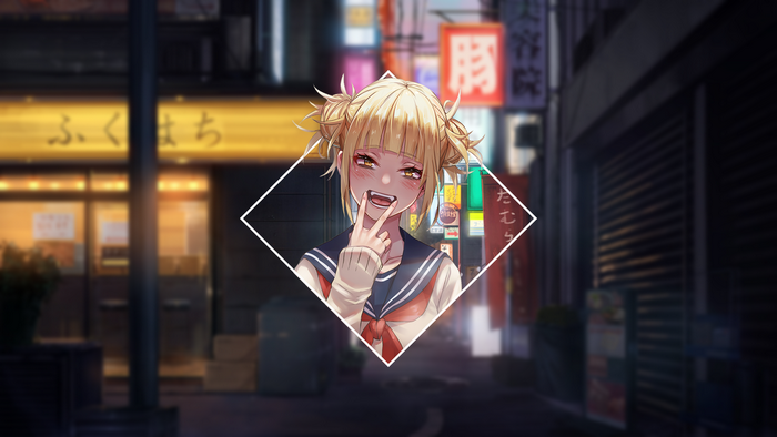 Himiko Toga Smiling in Neon-Lit Alley