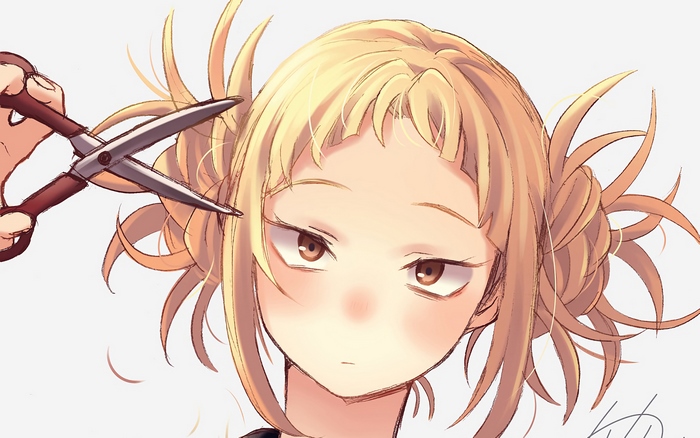 Himiko Toga from My Hero Academia cutting her hair