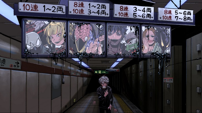 Villains from My Hero Academia in a subway station