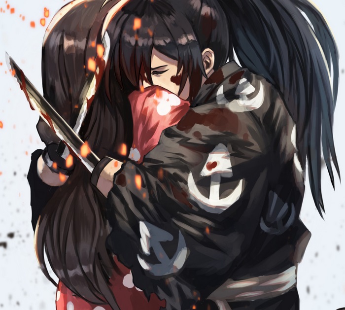 Hyakkimaru from Dororo hugging another person