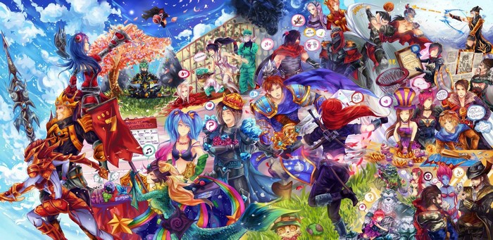 League of Legends characters in various scenes