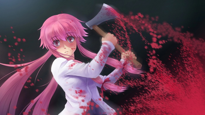 Yuno Gasai with an axe