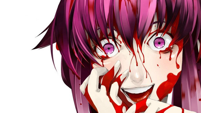 Yuno Gasai covered in blood