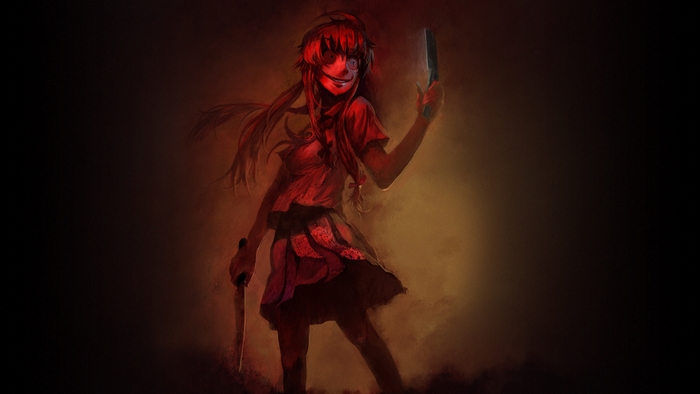 Yuno Gasai with knives