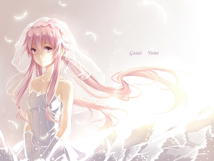 Yuno Gasai in a wedding dress