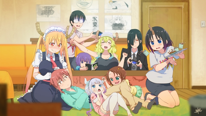 Kanna Kamui and friends playing video games