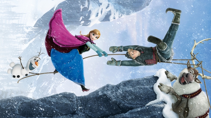 Anna and Kristoff from Frozen with Olaf and Sven