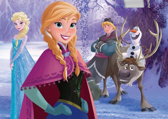 Anna and Elsa from Frozen with Kristoff, Sven, and Olaf