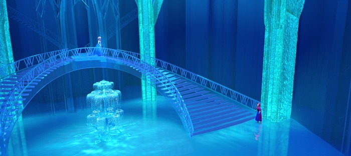 Anna from Frozen in an ice palace