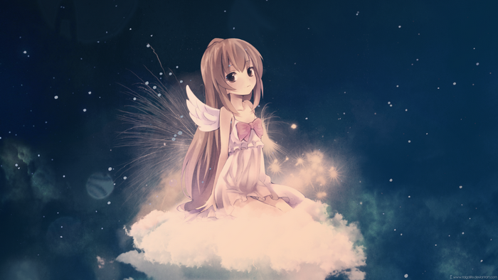 Taiga Aisaka sitting on a cloud