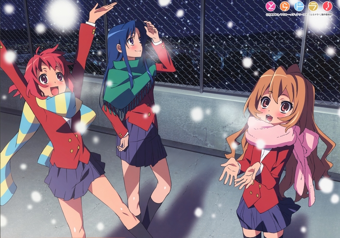 Taiga Aisaka and friends in the snow
