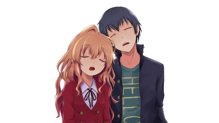 Taiga Aisaka and Ryuji Takasu sleeping
