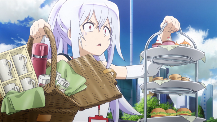 Isla from Plastic Memories with picnic basket and tea stand