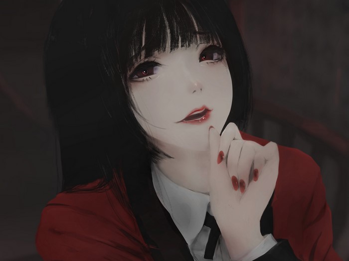 Yumeko Jabami in Red School Uniform