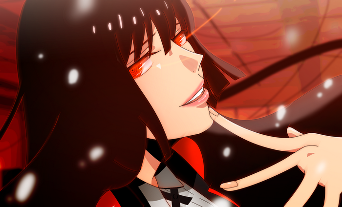 Yumeko Jabami Smiling with Red Eyes