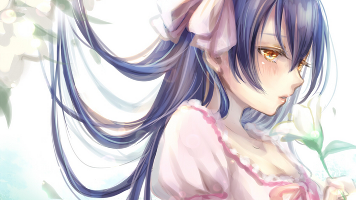 Umi Sonoda from Love Live! holding a flower