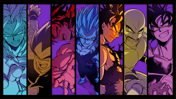 Dragon Ball Z characters in a vertical panel art style