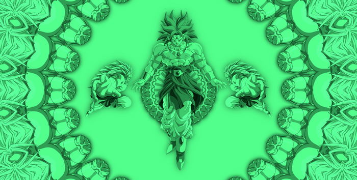 Broly from Dragon Ball with Kaleidoscopic Pattern