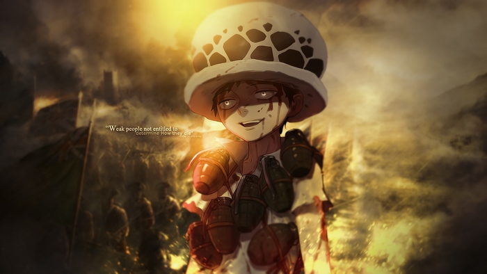 Trafalgar Law from One Piece with grenades