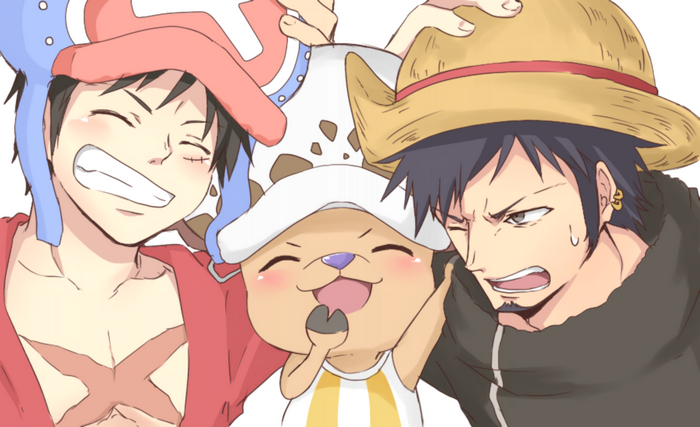 Monkey D. Luffy, Tony Tony Chopper, and Trafalgar Law from One Piece