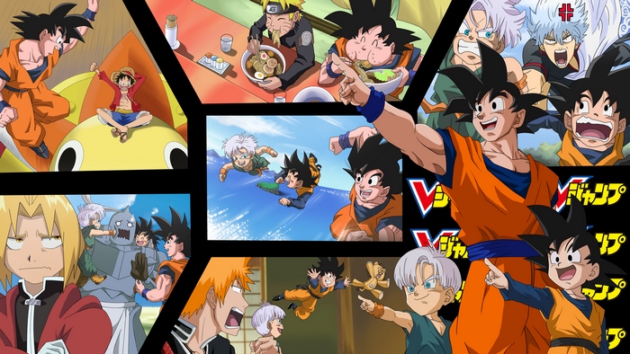 Goku, Naruto, Luffy, and other anime characters