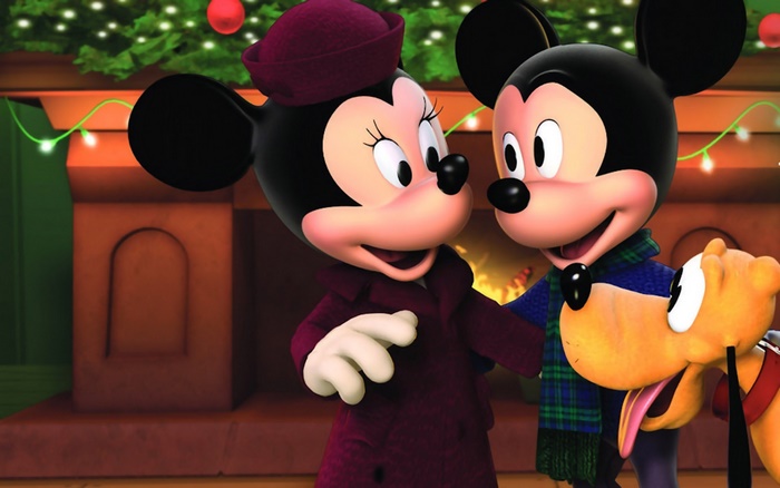 Mickey Mouse and Minnie Mouse with Pluto
