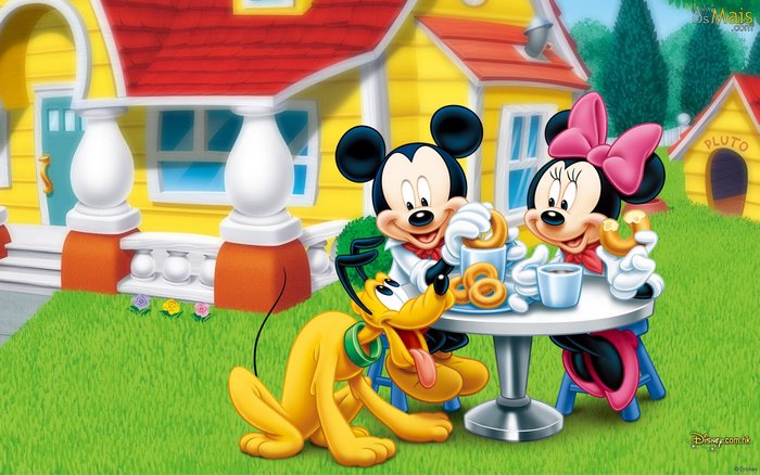 Mickey Mouse and Minnie Mouse with Pluto