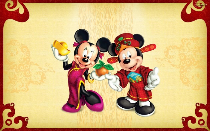 Mickey and Minnie Mouse in Traditional Chinese Attire