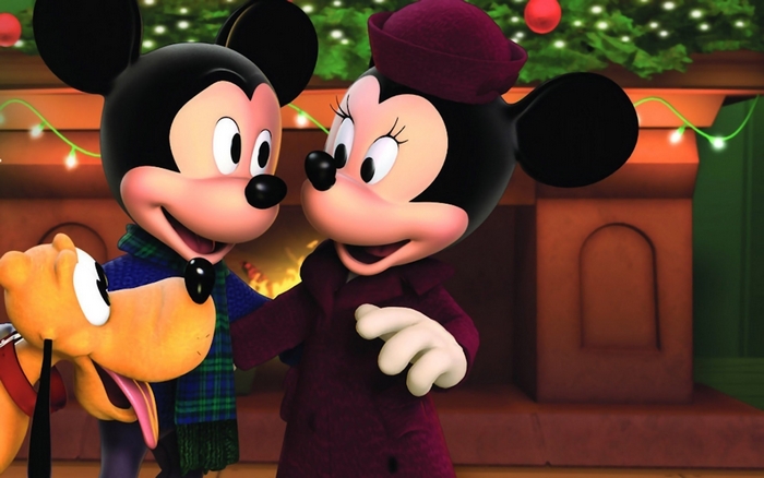 Mickey Mouse and Minnie Mouse with Pluto