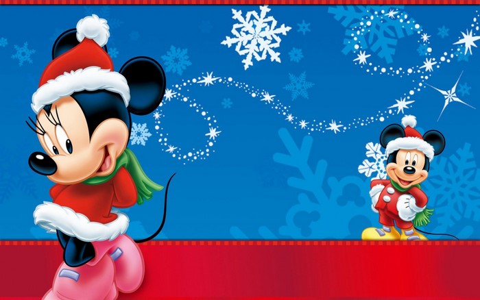 Minnie Mouse and Mickey Mouse in Christmas Outfits