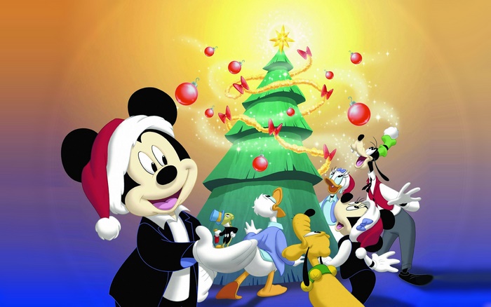 Mickey Mouse and friends at Christmas