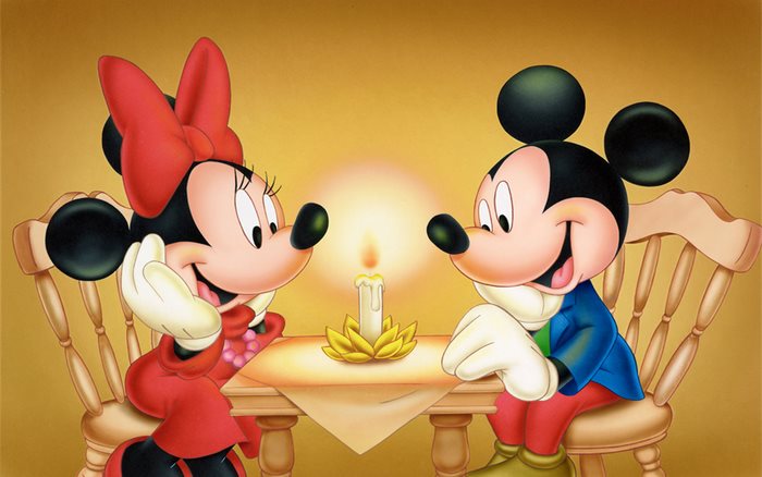 Mickey Mouse and Minnie Mouse on a date