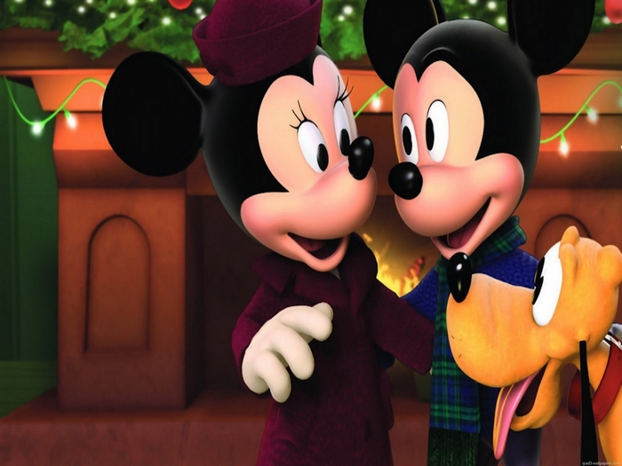 Mickey Mouse and Minnie Mouse with Pluto