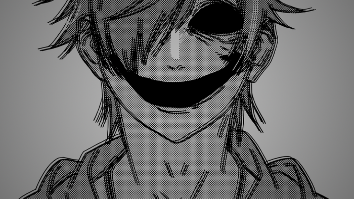 Koyomi Araragi with a distorted face