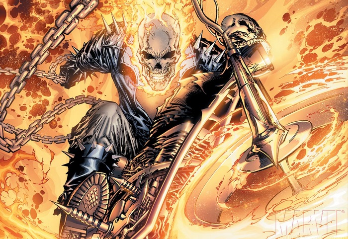 Ghost Rider on a flaming motorcycle